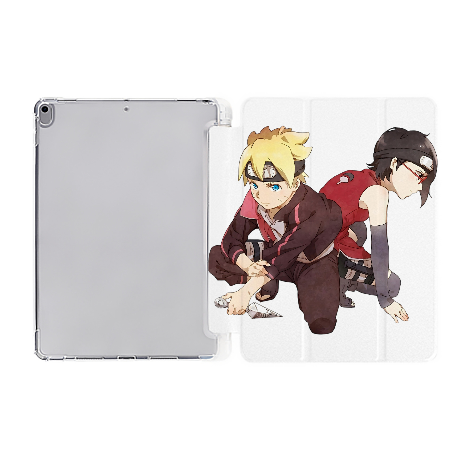 （画像用） NARUTO -ナルト- うちは サラダ Uchiha Sarada IPad ケース ペン収納付き 三つ折りスタンド PUレザー×シリコン 対応機種9.5/10.5/10.9インチ